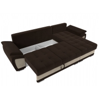 Угловой диван Нэстор (микровельвет коричневый бежевый) - Изображение 3